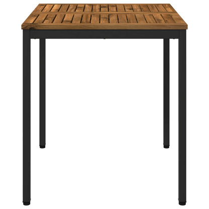 vidaXL Garden Dinner Table Natural and Black 70 x 68.5 x 75 cm
