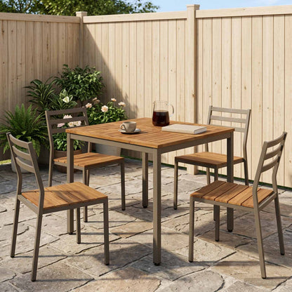 vidaXL Garden Dinner Table Natural and Coffee 80 x 80.5 x 75 cm