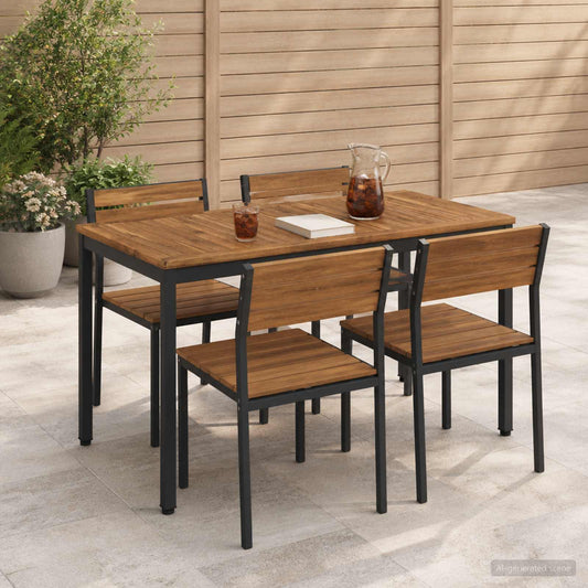 vidaXL Garden Dinner Table Natural and Black 108.5 x 55 x 75 cm