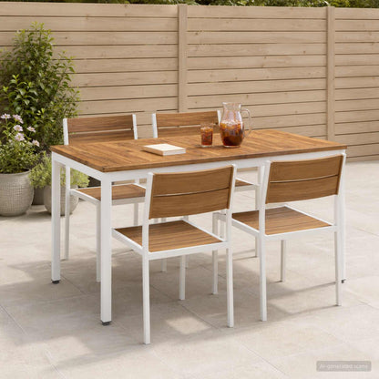 vidaXL Garden Dinner Table Natural and White 108.5 x 55 x 75 cm