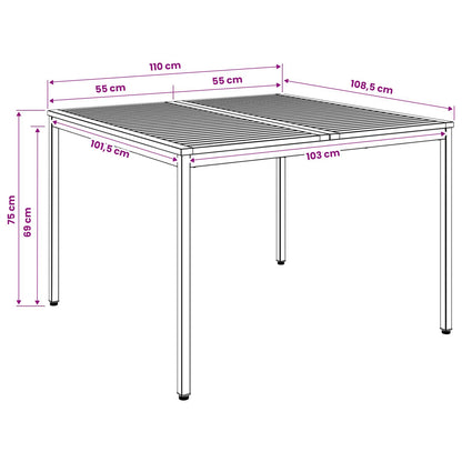 vidaXL Garden Dinner Table Natural and Coffee 110 x 108.5 x 75 cm