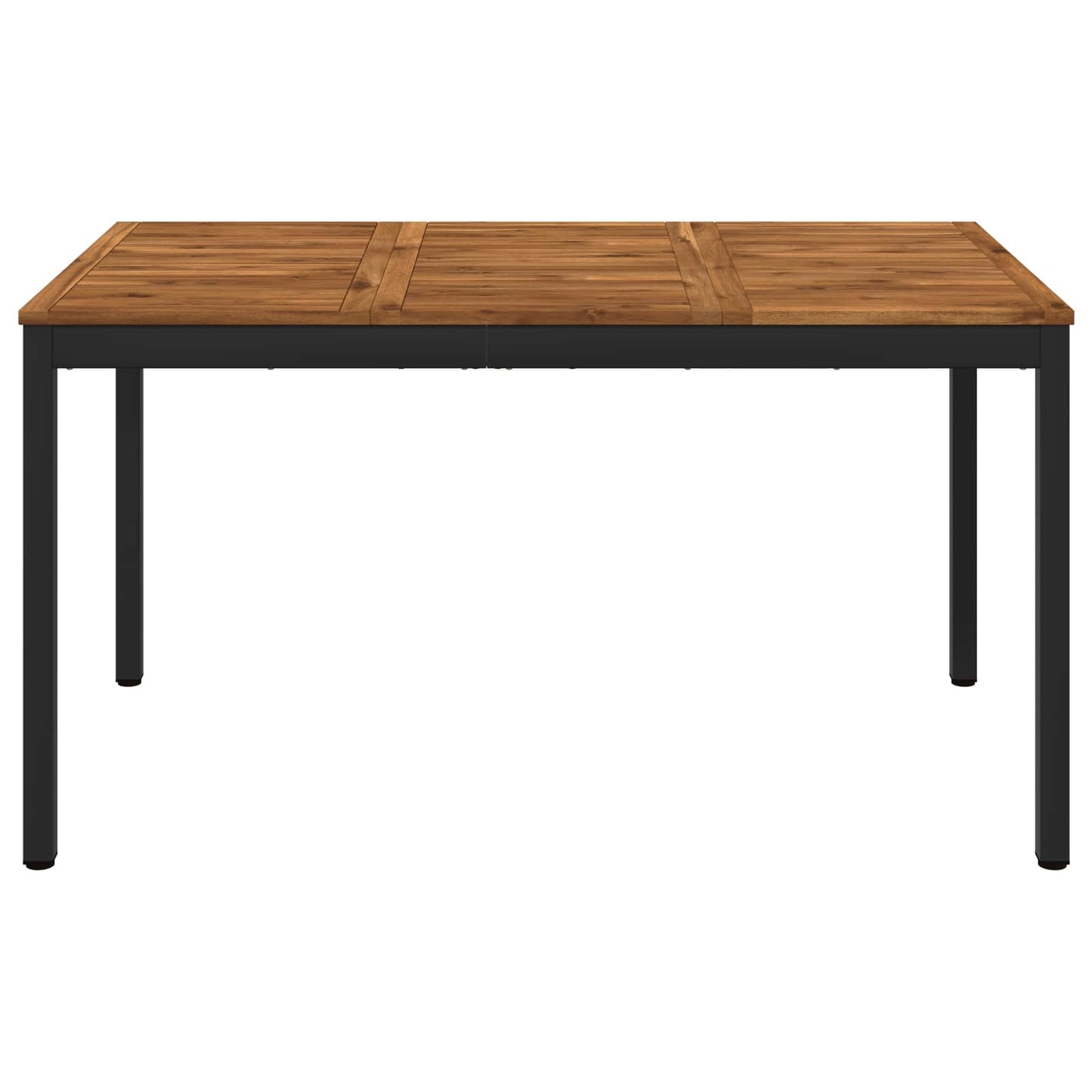 vidaXL Garden Dinner Table Natural and Black 141 x 80.5 x 75 cm