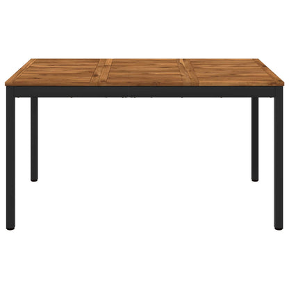 vidaXL Garden Dinner Table Natural and Black 141 x 80.5 x 75 cm