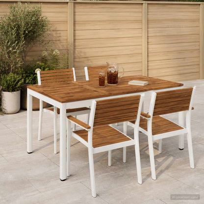 vidaXL Garden Dinner Table Natural and White 141 x 80.5 x 75 cm