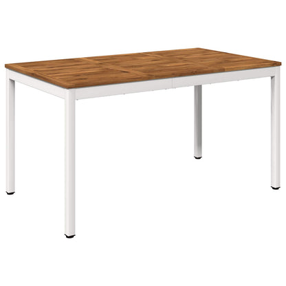 vidaXL Garden Dinner Table Natural and White 141 x 80.5 x 75 cm