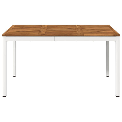 vidaXL Garden Dinner Table Natural and White 141 x 80.5 x 75 cm