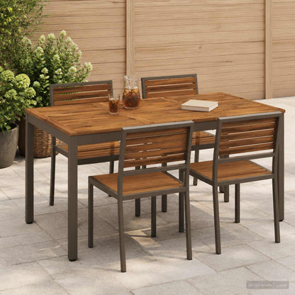 vidaXL Garden Dinner Table Natural and Coffee 141 x 80.5 x 75 cm