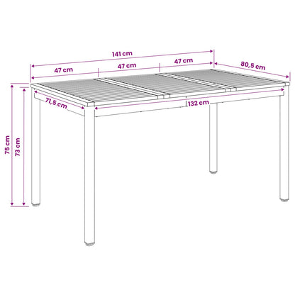 vidaXL Garden Dinner Table Natural and Coffee 141 x 80.5 x 75 cm