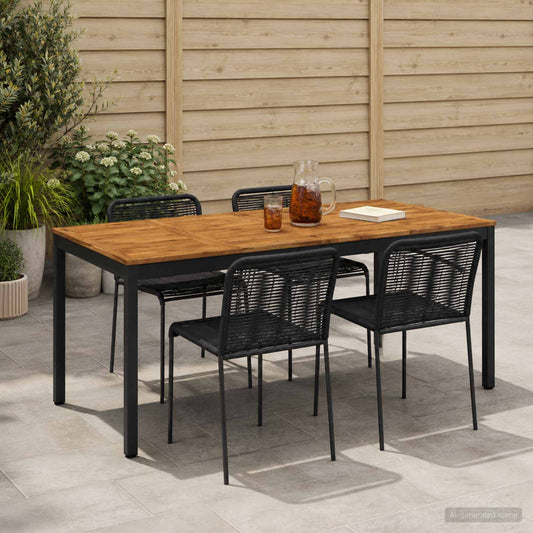 vidaXL Garden Dinner Table Natural and Black 147 x 88.5 x 75 cm
