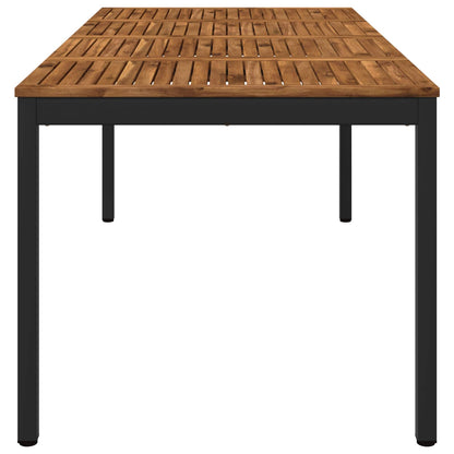 vidaXL Garden Dinner Table Natural and Black 147 x 88.5 x 75 cm
