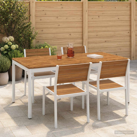 vidaXL Garden Dinner Table Natural and White 147 x 88.5 x 75 cm