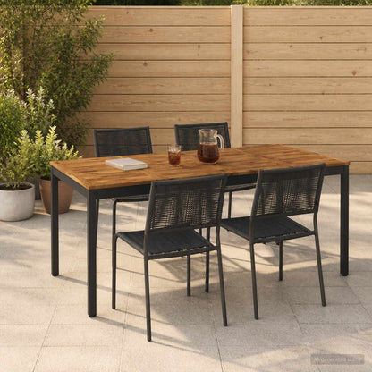 vidaXL Garden Dinner Table Natural and Black 180 x 88.5 x 75 cm