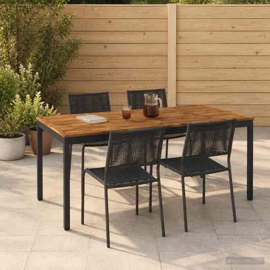 vidaXL Garden Dinner Table Natural and Black 180 x 88.5 x 75 cm
