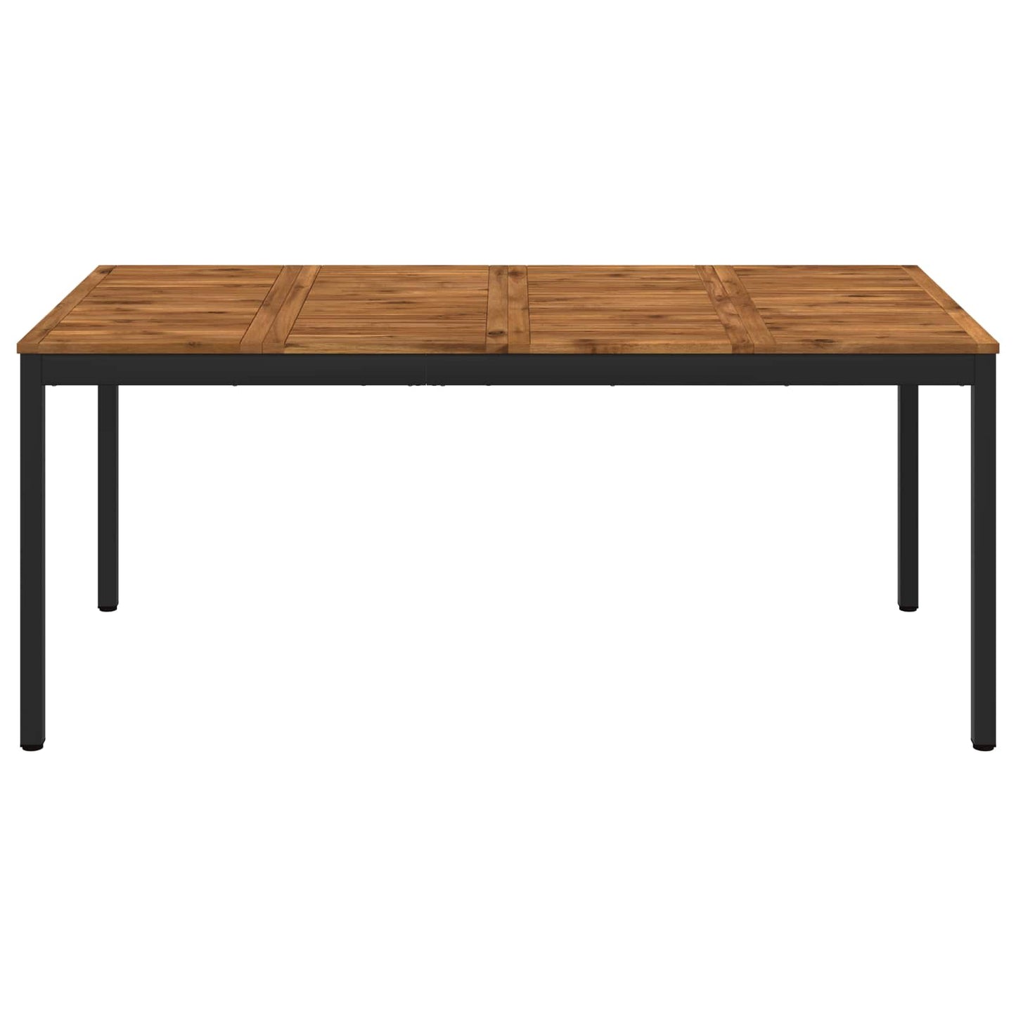 vidaXL Garden Dinner Table Natural and Black 180 x 88.5 x 75 cm