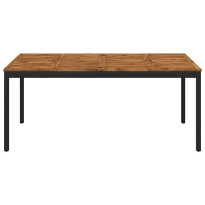 vidaXL Garden Dinner Table Natural and Black 180 x 88.5 x 75 cm