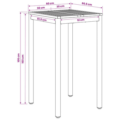 vidaXL Garden Bar Table Natural and White 60 x 60.5 x 105 cm