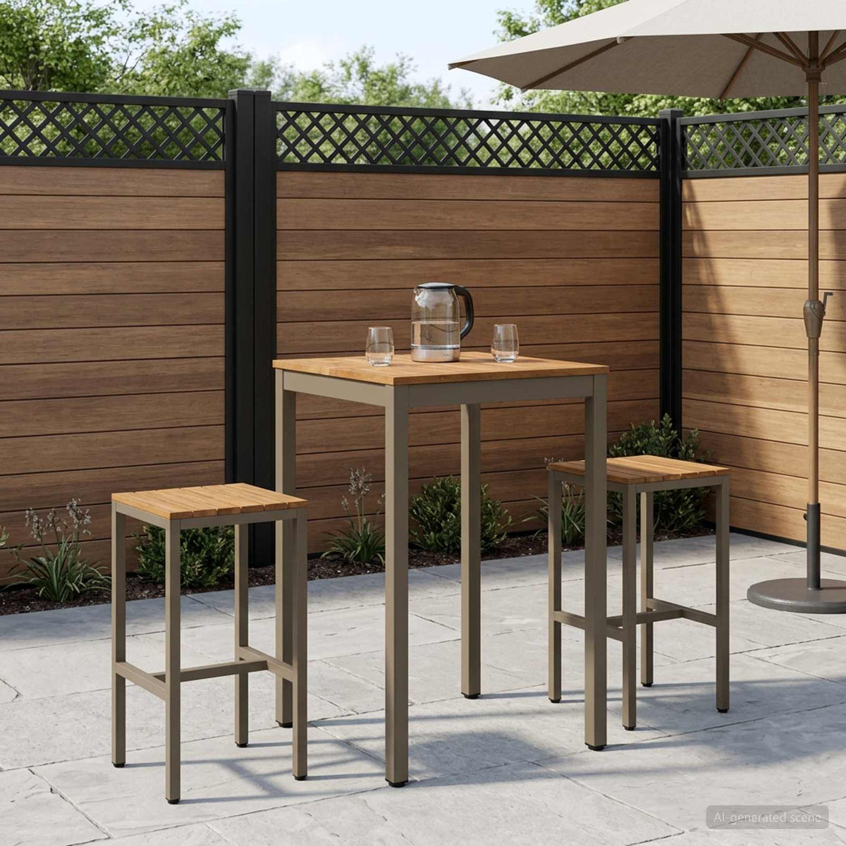 vidaXL Garden Bar Table NAARDEN Natural and Coffee 60 x 60.5 x 105 cm