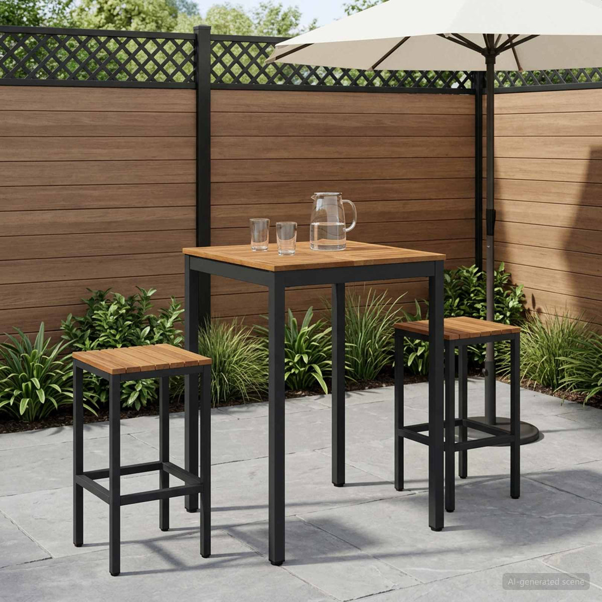 vidaXL Garden Bar Table NAARDEN Natural and Black 70 x 68.5 x 105 cm
