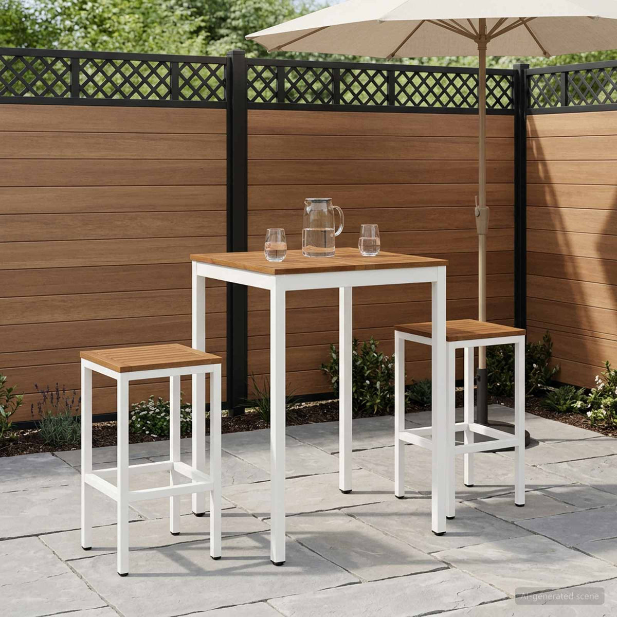 vidaXL Garden Bar Table NAARDEN Natural and White 70 x 68.5 x 105 cm
