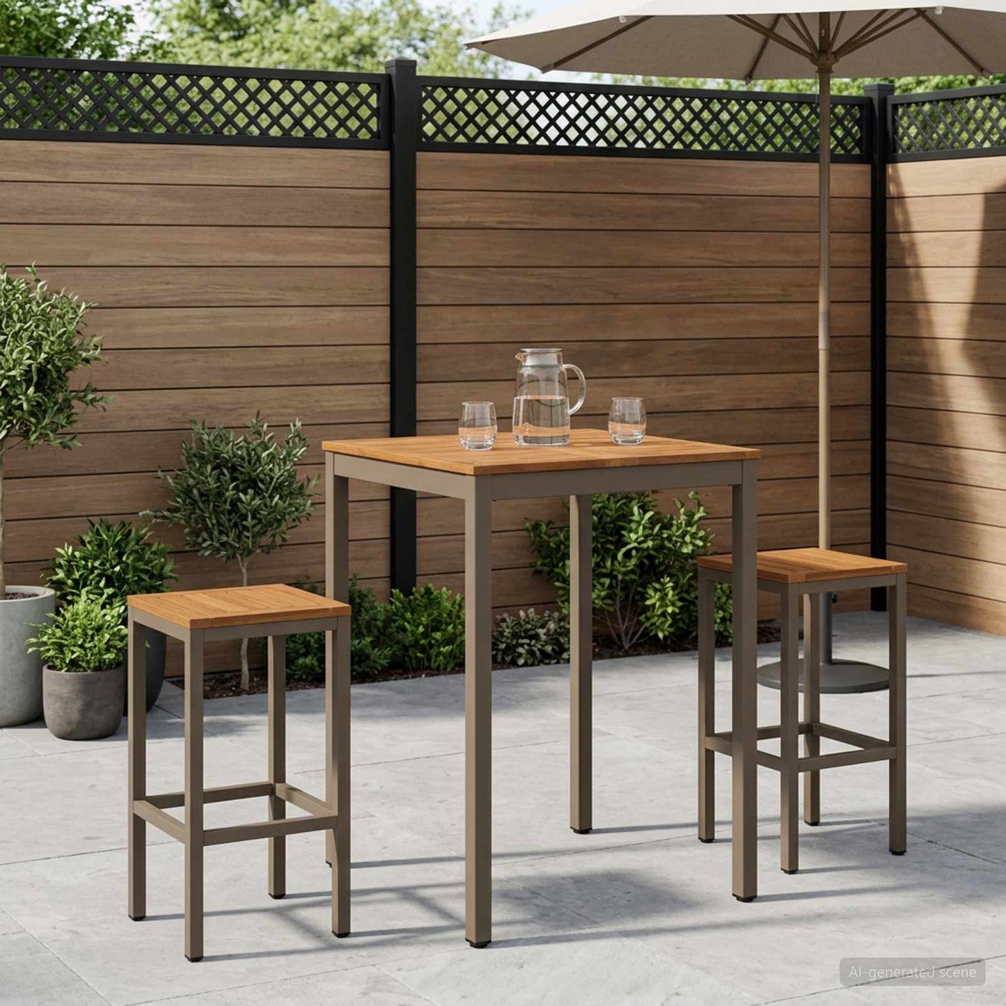 vidaXL Garden Bar Table NAARDEN Natural and Coffee 70 x 68.5 x 105 cm