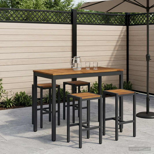vidaXL Garden Bar Table NAARDEN Natural and Black 108.5 x 55 x 105 cm