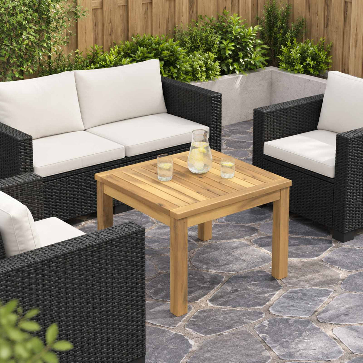 vidaXL Coffee Table White 49 x 48.5 x 36 cm Solid Acacia Wood
