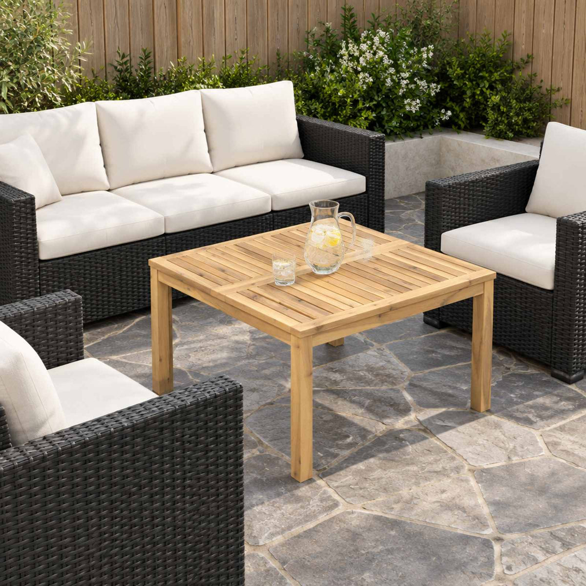 vidaXL Coffee Table White 80 x 80.5 x 45 cm Solid Acacia Wood
