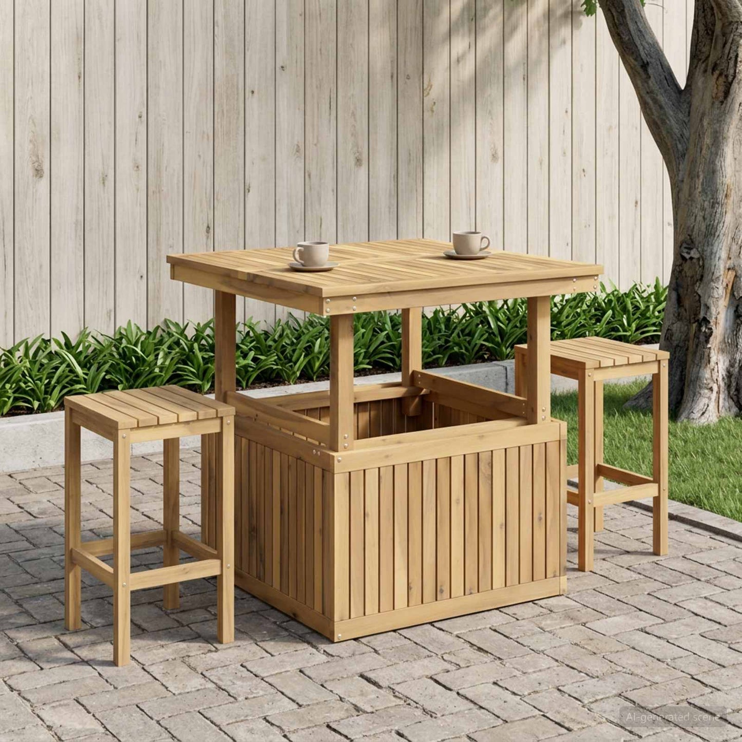 vidaXL Garden Coffee Table Solid Acacia Wood Height Adjustable White