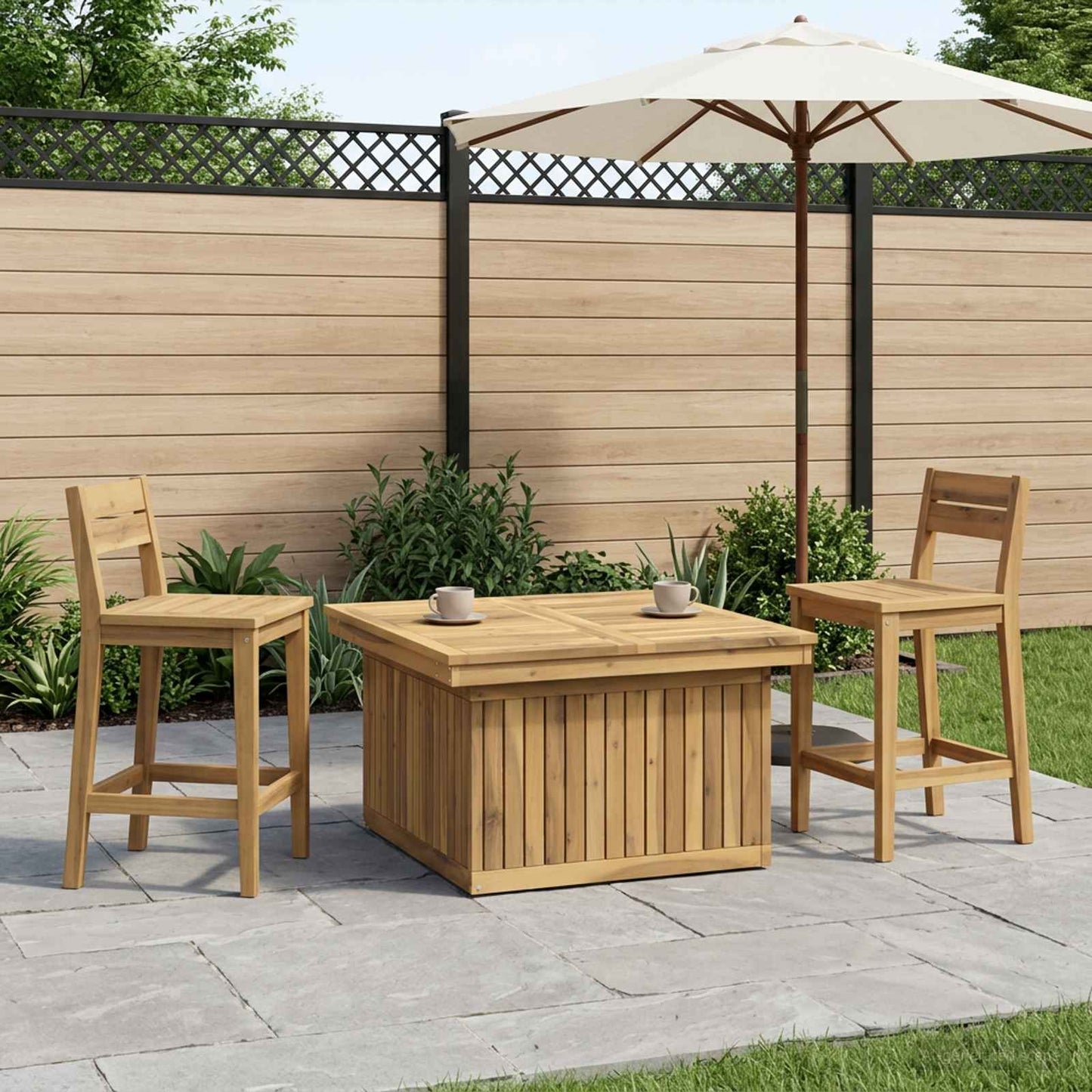 vidaXL Garden Coffee Table Solid Acacia Wood Height Adjustable White