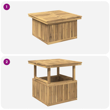 vidaXL Garden Coffee Table Solid Acacia Wood Height Adjustable White