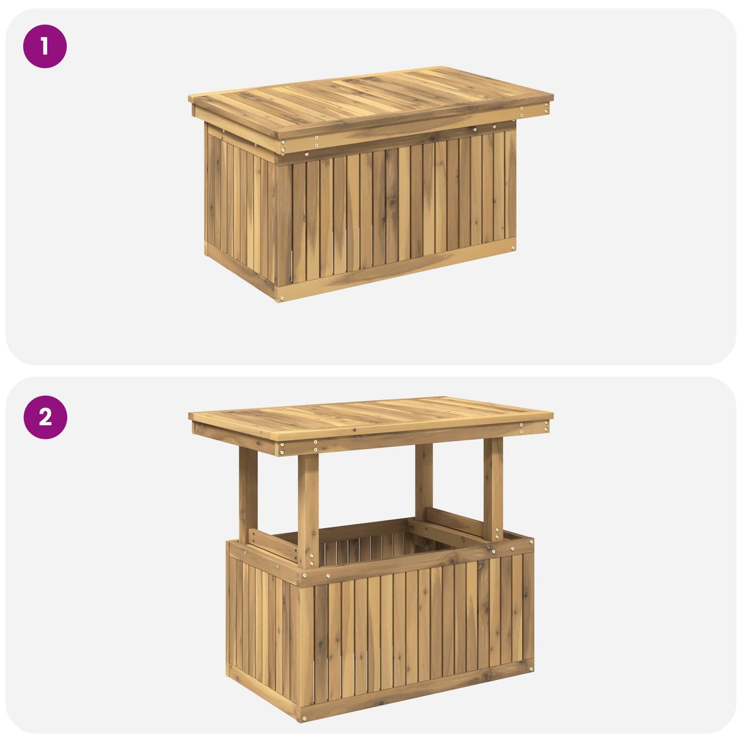 vidaXL Garden Coffee Table Solid Acacia Wood Height Adjustable White
