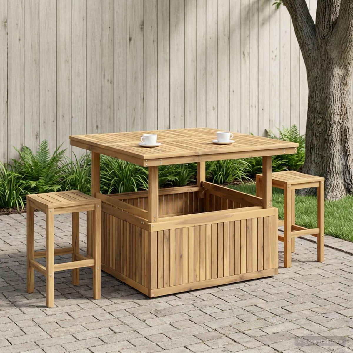 vidaXL Garden Coffee Table Solid Acacia Wood Height Adjustable White
