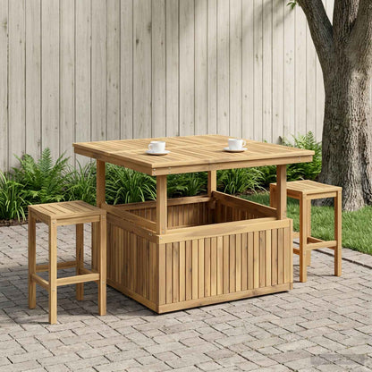 vidaXL Garden Coffee Table Solid Acacia Wood Height Adjustable White