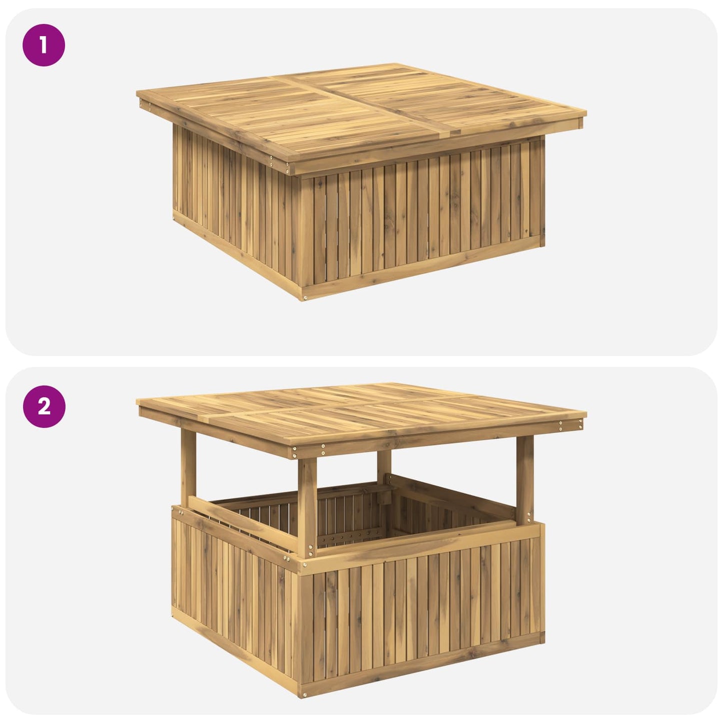 vidaXL Garden Coffee Table Solid Acacia Wood Height Adjustable White