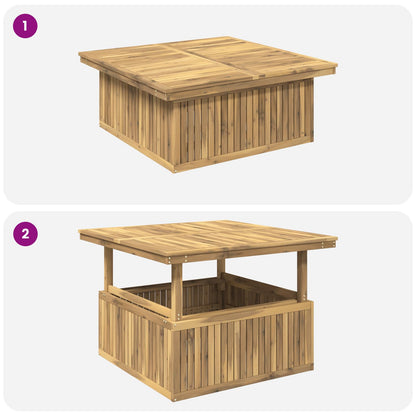 vidaXL Garden Coffee Table Solid Acacia Wood Height Adjustable White
