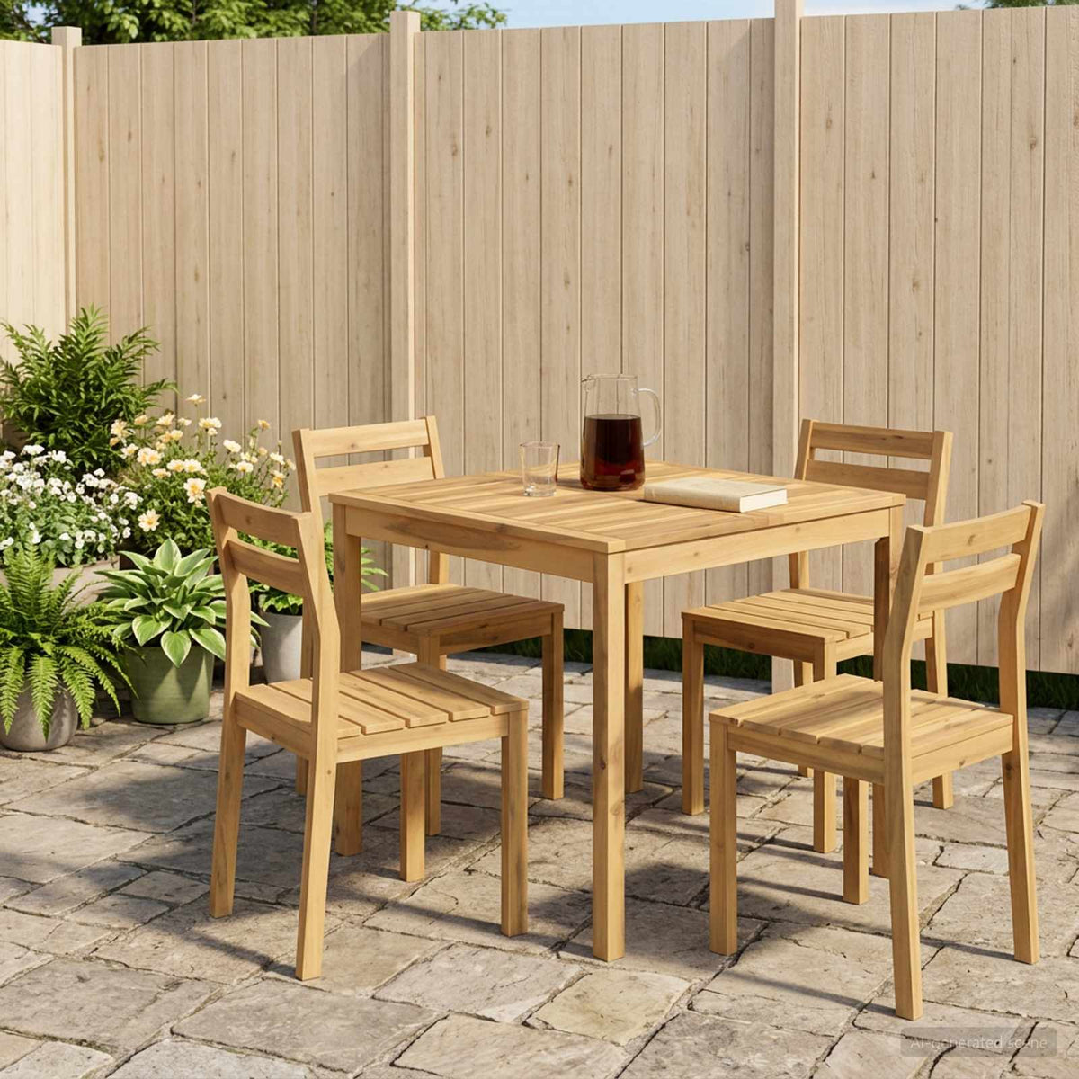 vidaXL Garden Dinner Table White 80 x 80.5 x 75 cm Solid Acacia Wood