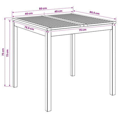 vidaXL Garden Dinner Table White 80 x 80.5 x 75 cm Solid Acacia Wood