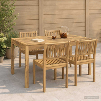 vidaXL Garden Dinner Table LAREN Whitewash 141 x 80.5 x 75 cm