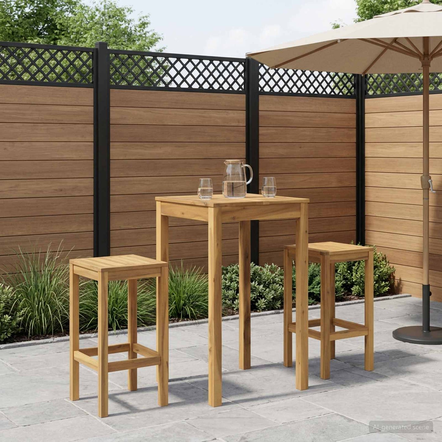 vidaXL Garden Bar Table White 60 x 60.5 x 105 cm Solid Acacia Wood