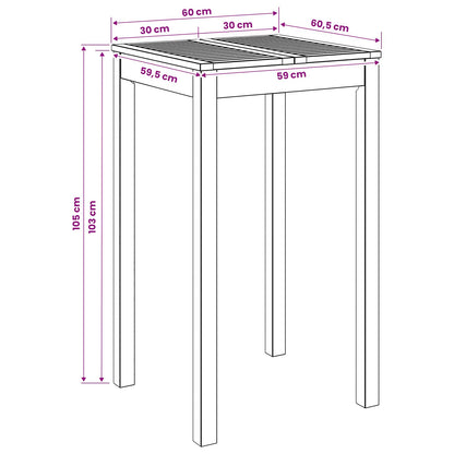 vidaXL Garden Bar Table White 60 x 60.5 x 105 cm Solid Acacia Wood