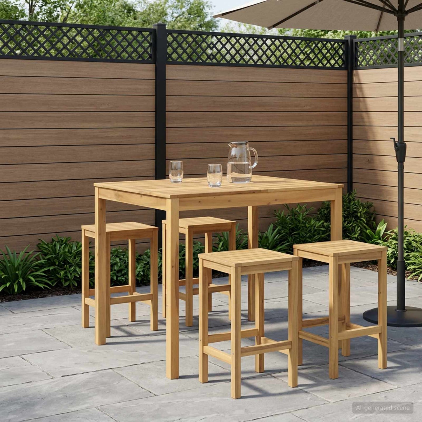 vidaXL Garden Bar Table White 110 x 108.5 x 105 cm Solid Acacia Wood
