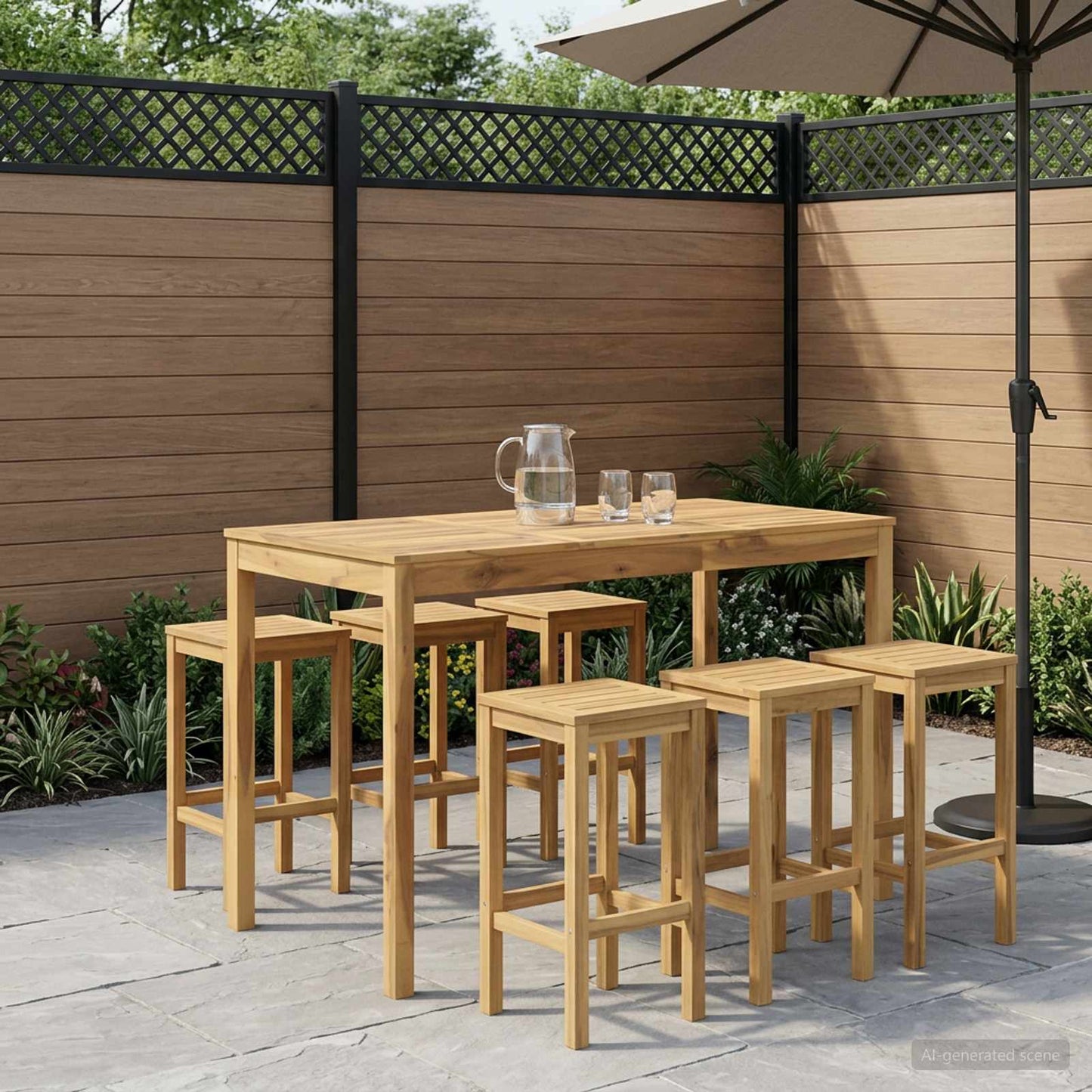 vidaXL Garden Bar Table White 141 x 80.5 x 105 cm Solid Acacia Wood