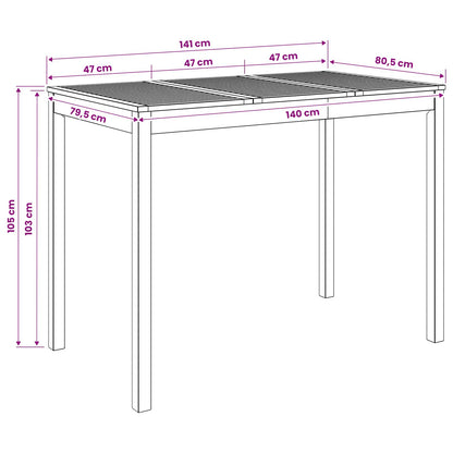 vidaXL Garden Bar Table White 141 x 80.5 x 105 cm Solid Acacia Wood