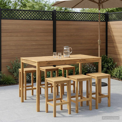 vidaXL Garden Bar Table White 147 x 88.5 x 105 cm Solid Acacia Wood