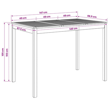 vidaXL Garden Bar Table White 147 x 88.5 x 105 cm Solid Acacia Wood