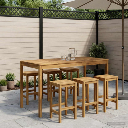 vidaXL Garden Bar Table White 180 x 88.5 x 105 cm Solid Acacia Wood