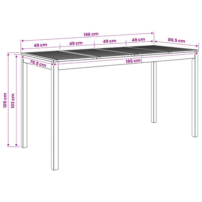 vidaXL Garden Bar Table White 196 x 80.5 x 105 cm Solid Acacia Wood