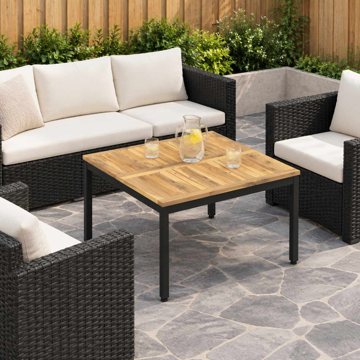 vidaXL Coffee Table White and Black 80 x 80.5 x 45 cm