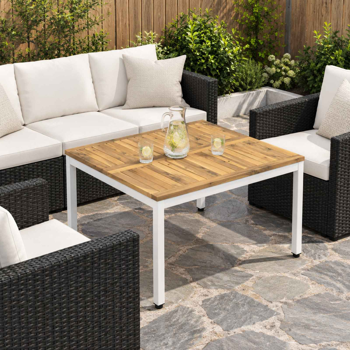 vidaXL Coffee Table White 80 x 80.5 x 45 cm Solid Acacia Wood
