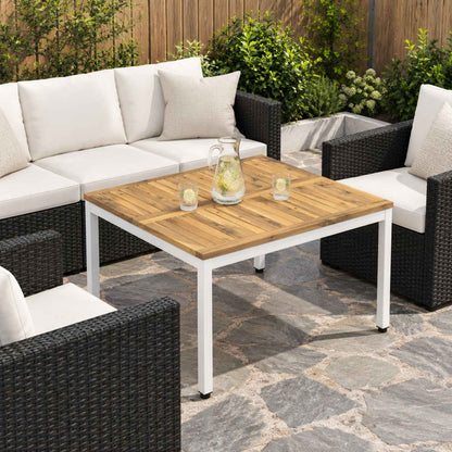 vidaXL Coffee Table White 80 x 80.5 x 45 cm Solid Acacia Wood